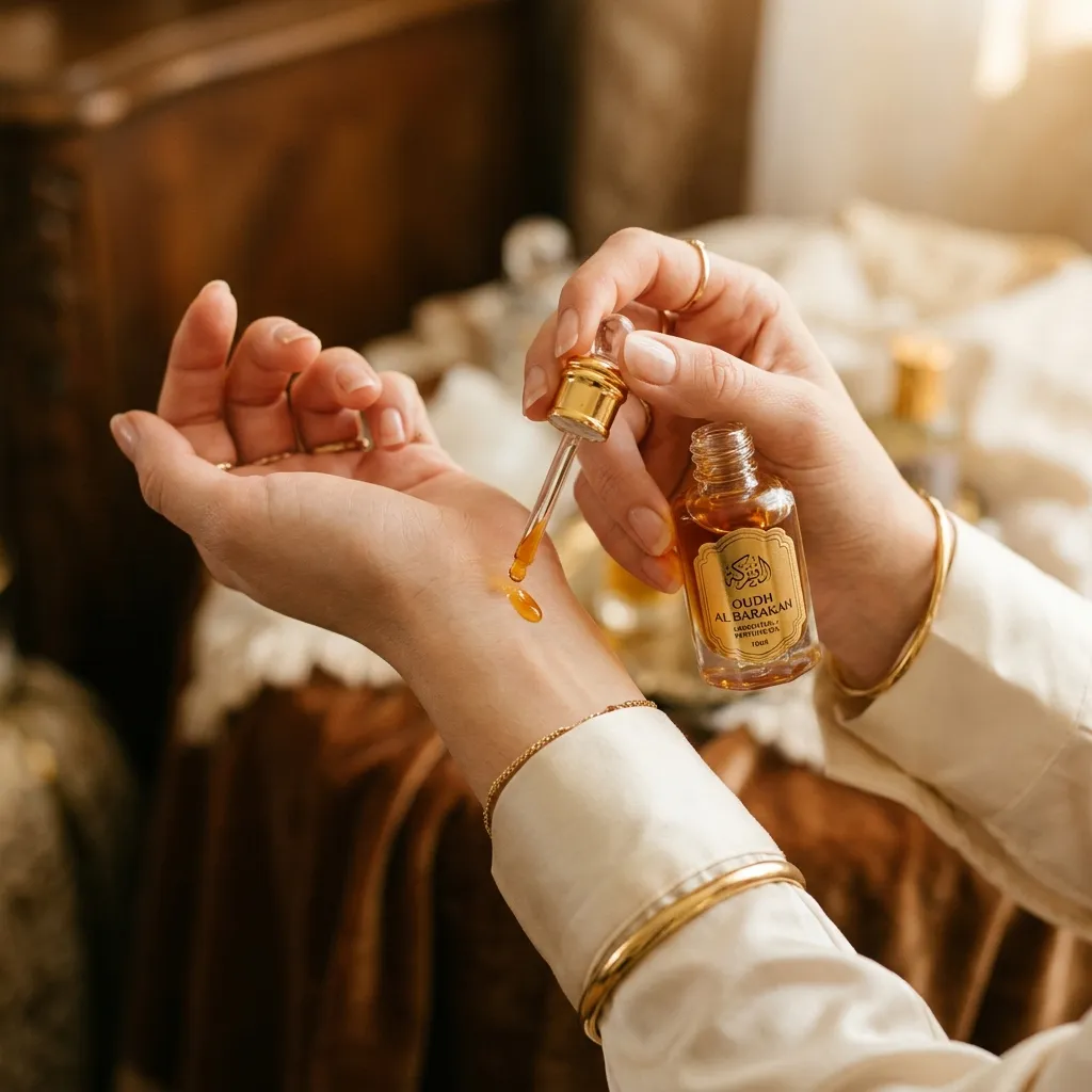 Applying attar on wrist